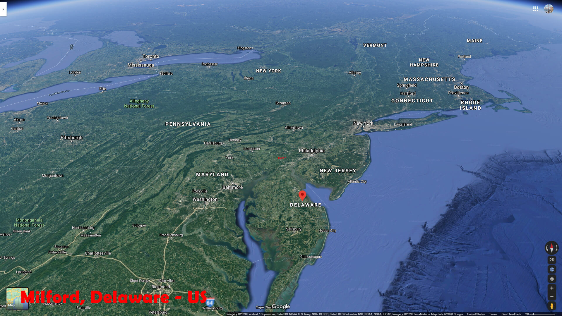 Milford Satellite Map Delaware US